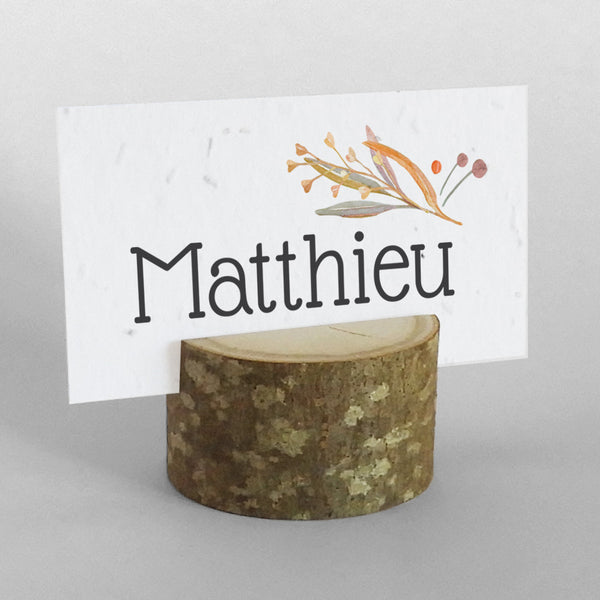 Plantable name place card with wood stand Seed paper name cards Le