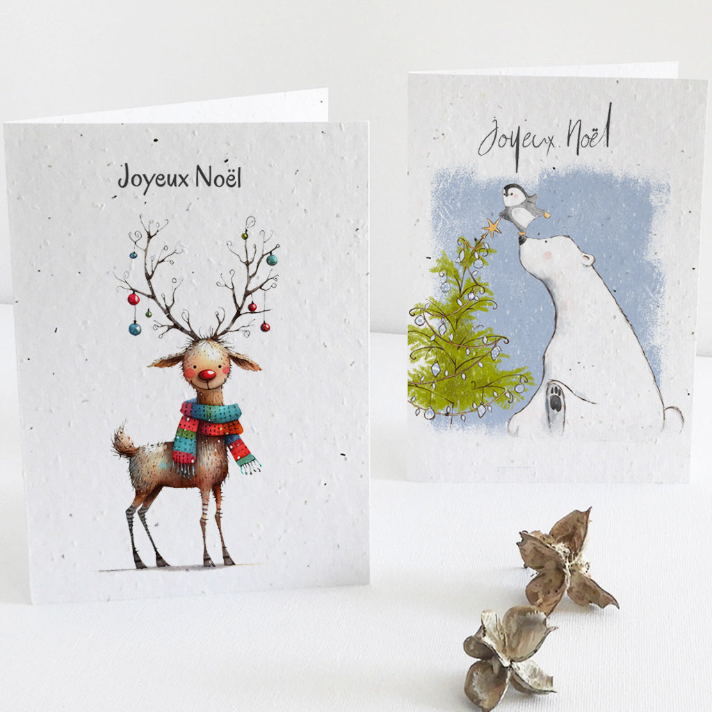 Cartes de noel à planter papier ensemencé