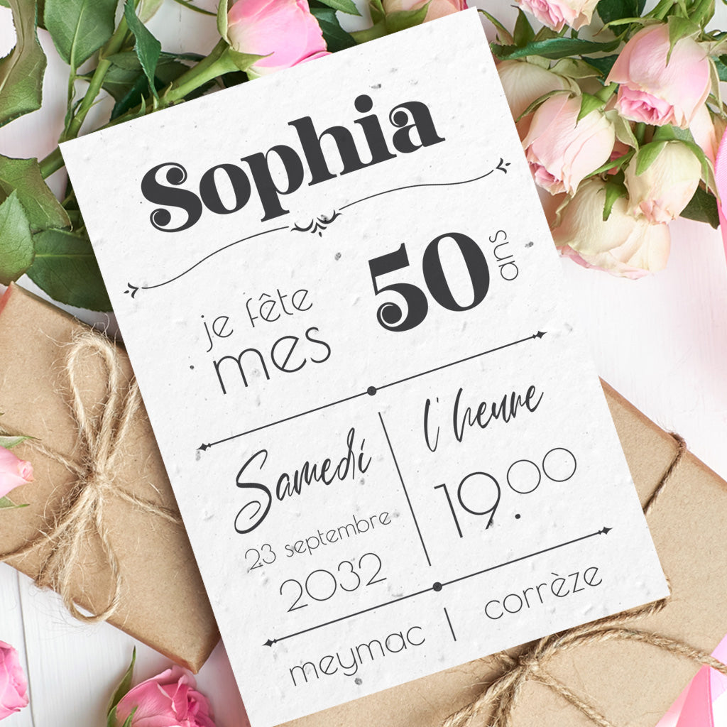 Cartes invitation à planter anniversaire