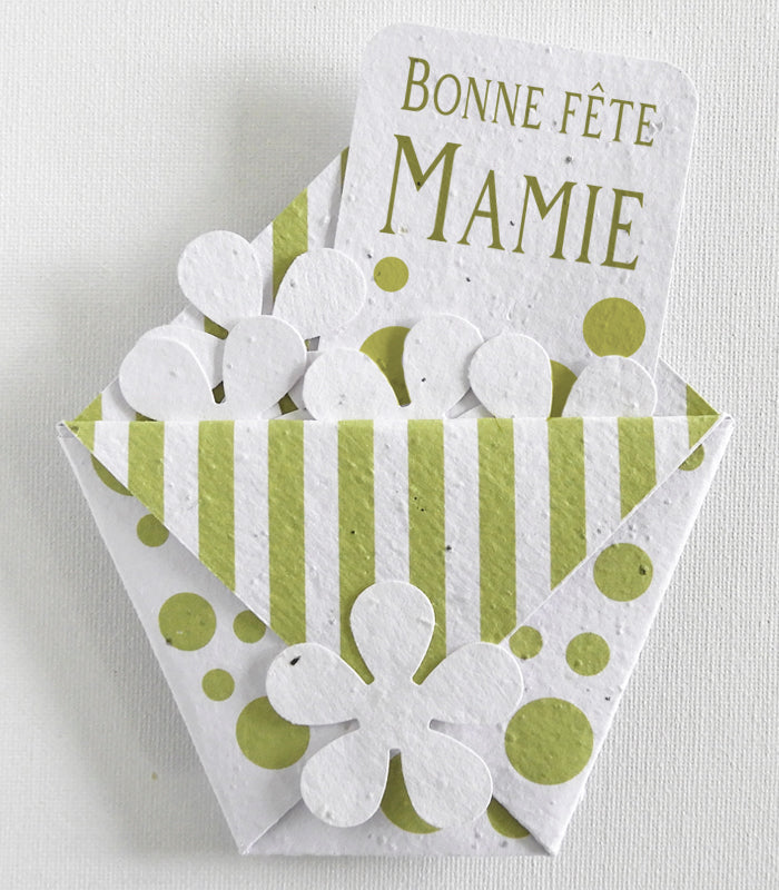 Carte écologique papier ensemencé bonne fête mamie