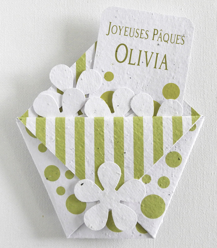 Carte écologique papier ensemencé joyeuses pâques