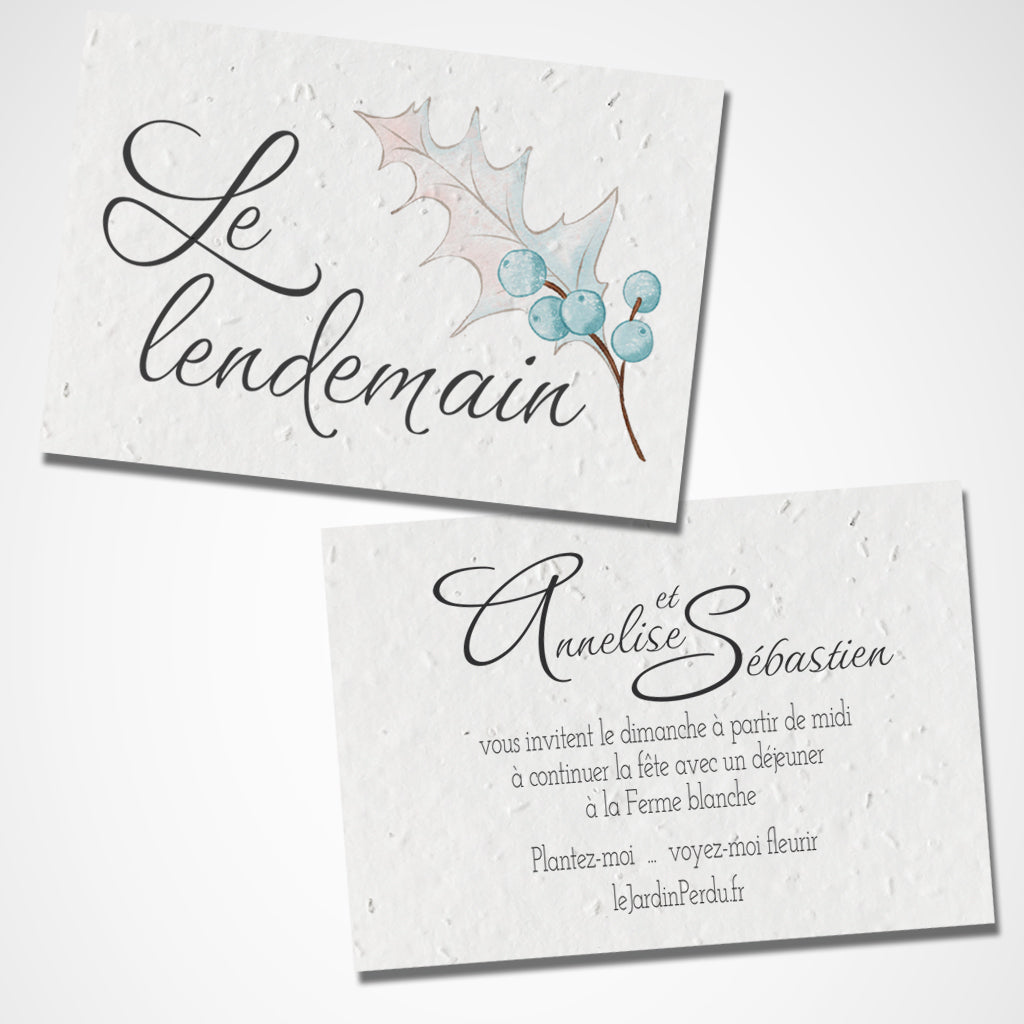 Carte lendemain  à planter mariage hiver