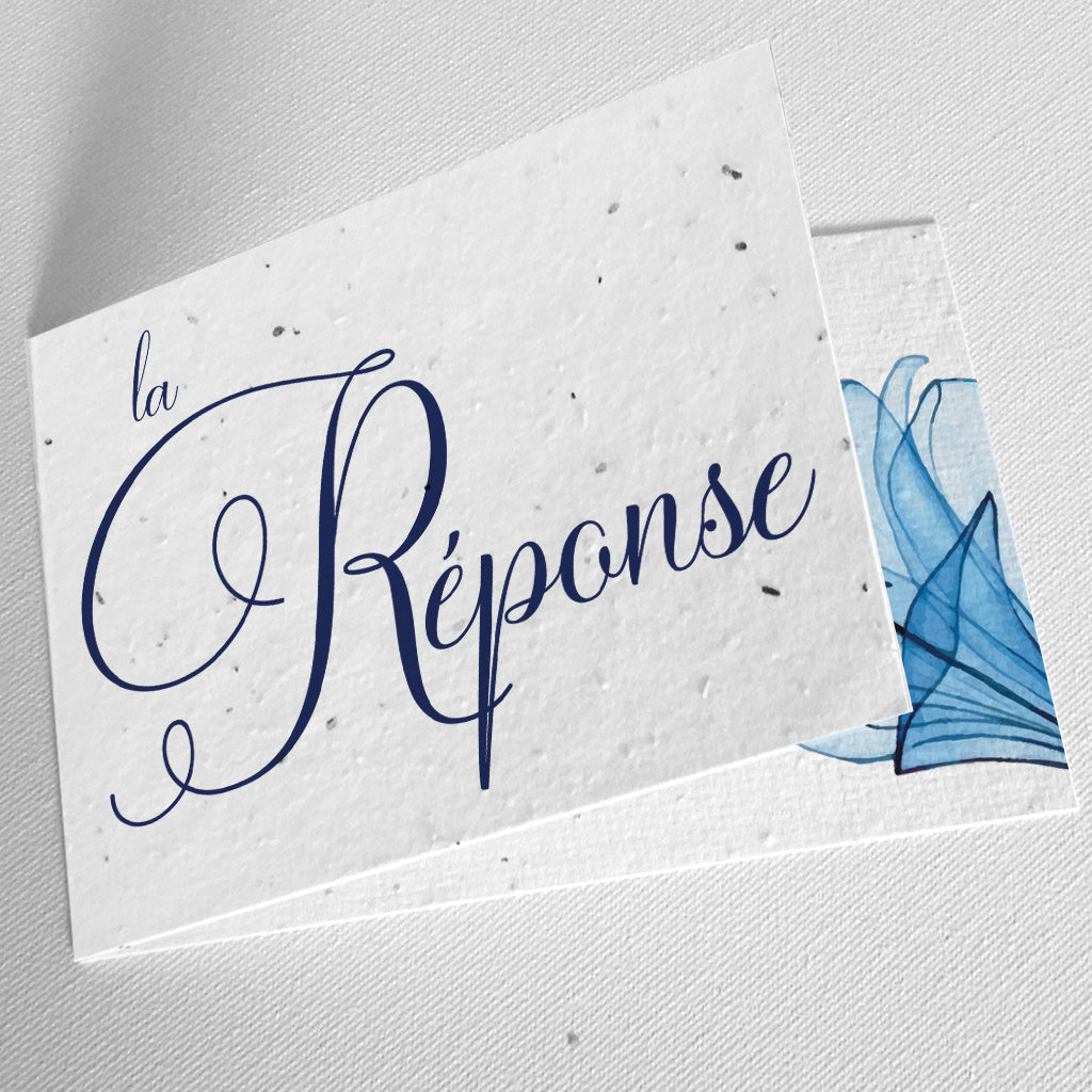 Carte réponse mariage originale papier ensemencé