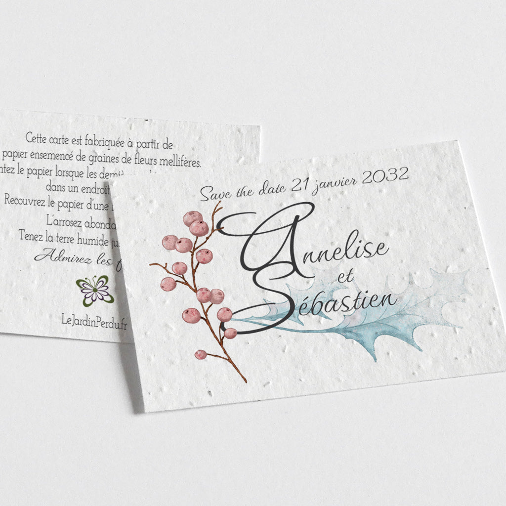 Carte save the date  à planter mariage hiver