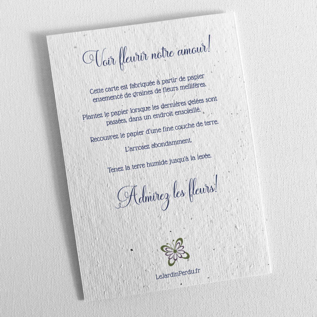 Faire-part de mariage original papier ensemencé