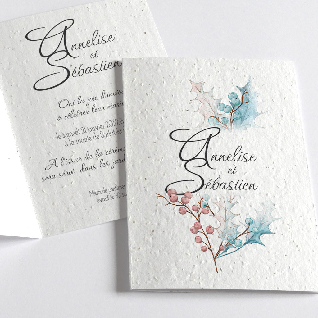 Faire part de mariage ensemencé hiver