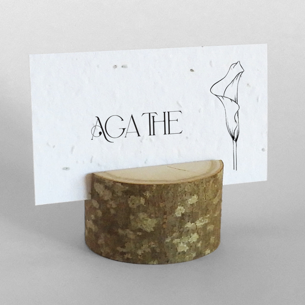 marque-place à planter avec rondin de bois
