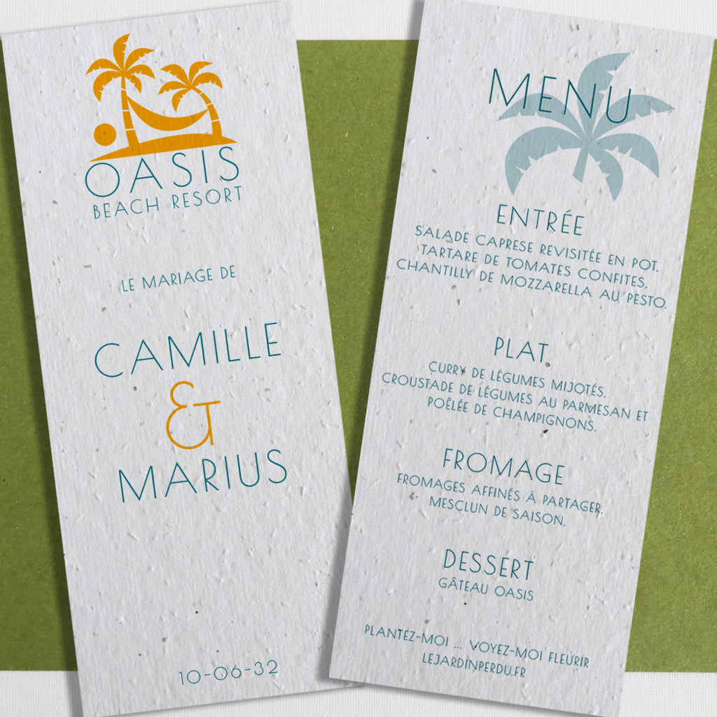 Menu papier ensemencé entreprise