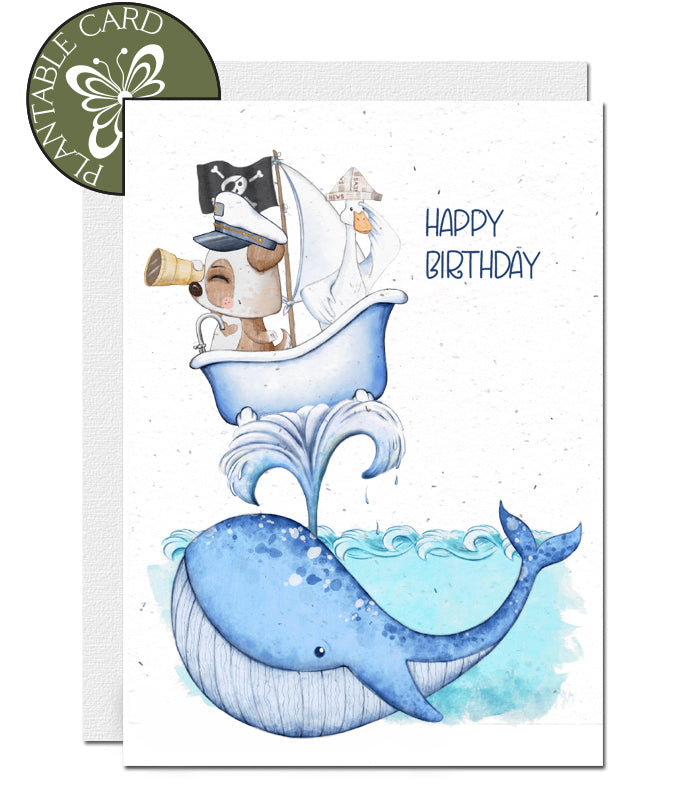 Carte d&#39;Anniversaire à Planter - La Baleine Bleue