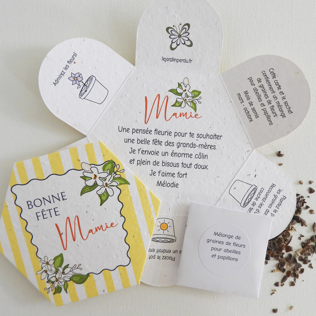 cadeau à semer bonne fête mamie papier ensemencé