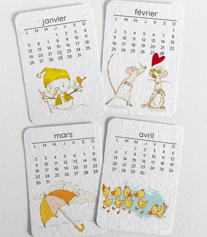 calendrier 2026 écoresponsable papier ensemencé