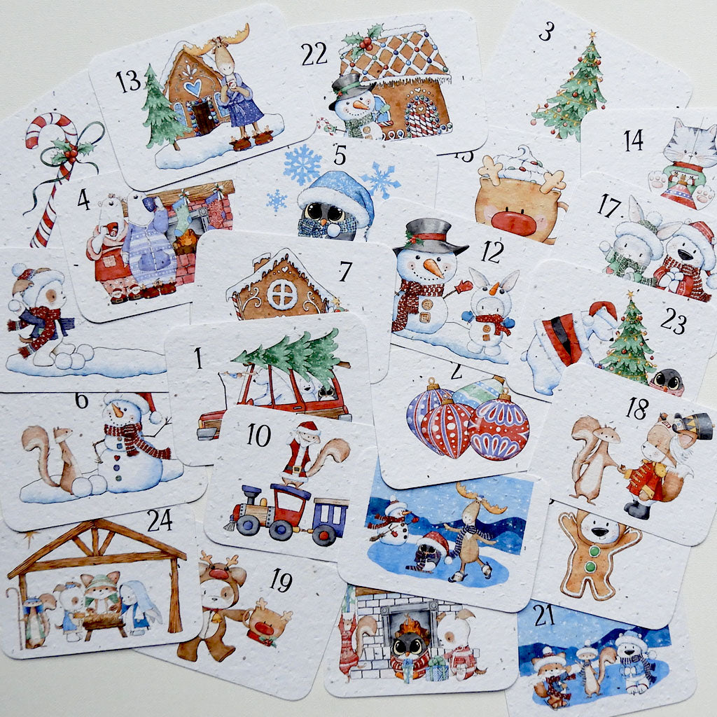 Calendrier de l’avent écoresponsable papier ensemencé
