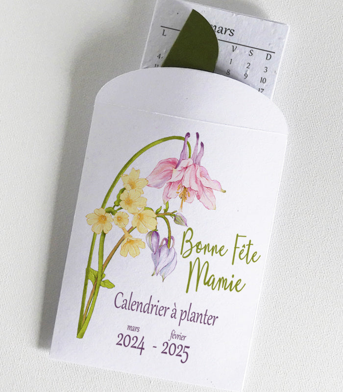 calendrier papier ensemencé bonne fête mamie