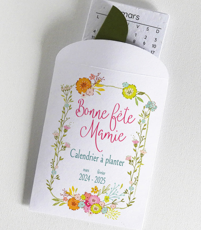 calendrier papier ensemencé bonne fête mamie