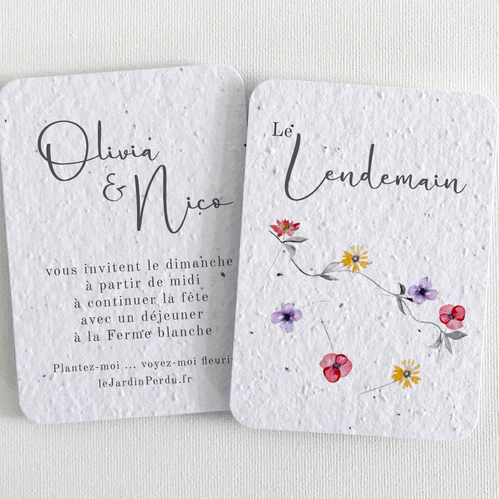 Carte à planter le lendemain mariage