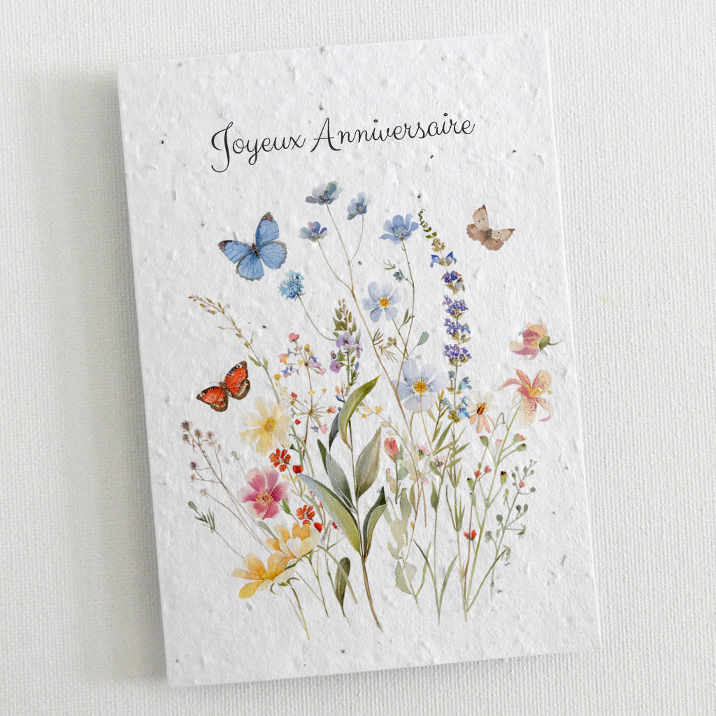 carte d&#39;anniversaire papier ensemencé