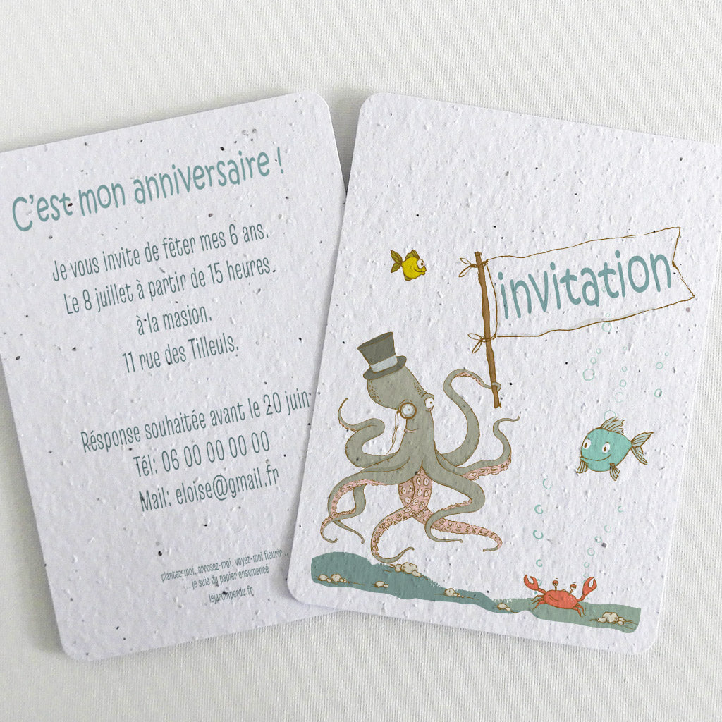 carte d&#39;invitation papier ensemencé