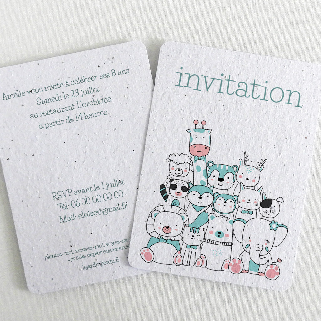 carte d&#39;invitation papier ensemencé