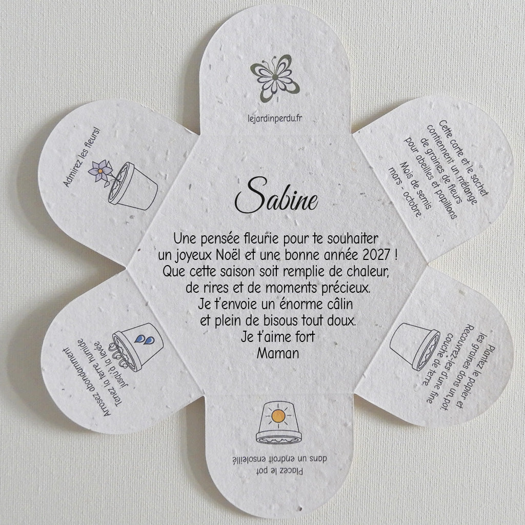 carte de Noël papier ensemencé