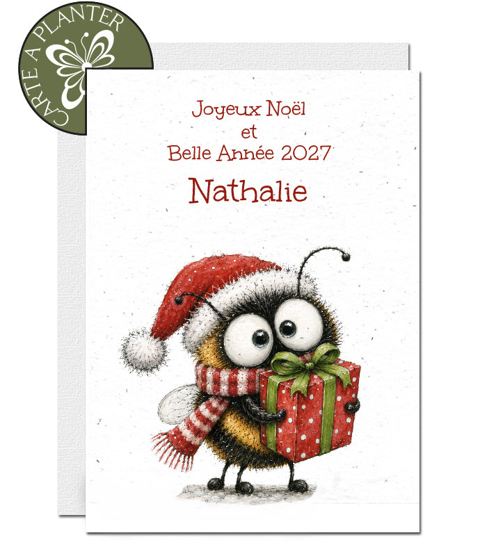 carte de Noël personnalisée papier ensemencé