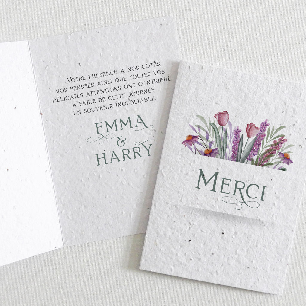 carte de remerciements mariage écoresponsable