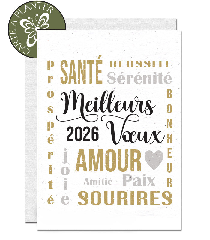 carte écoresponsable nouvel an papier ensemencé