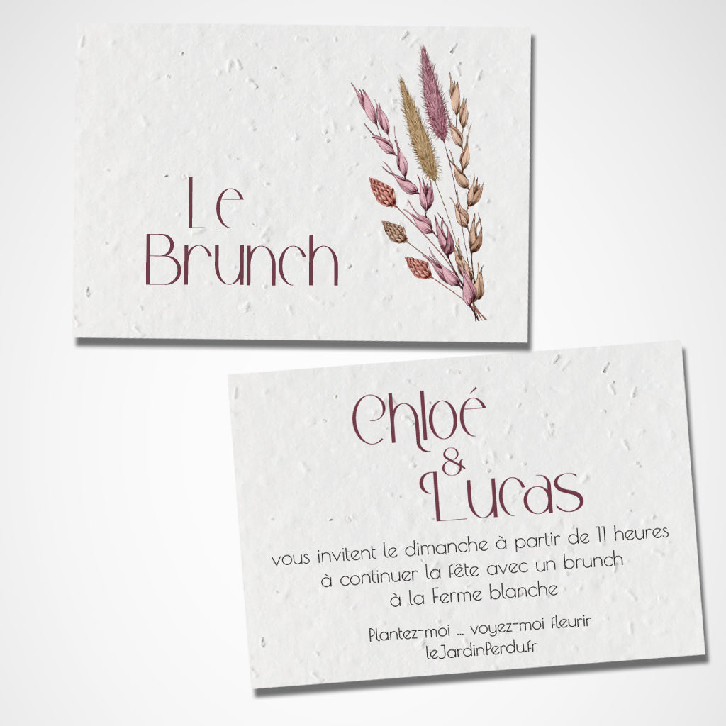 carte le brunch mariage papier ensemencé