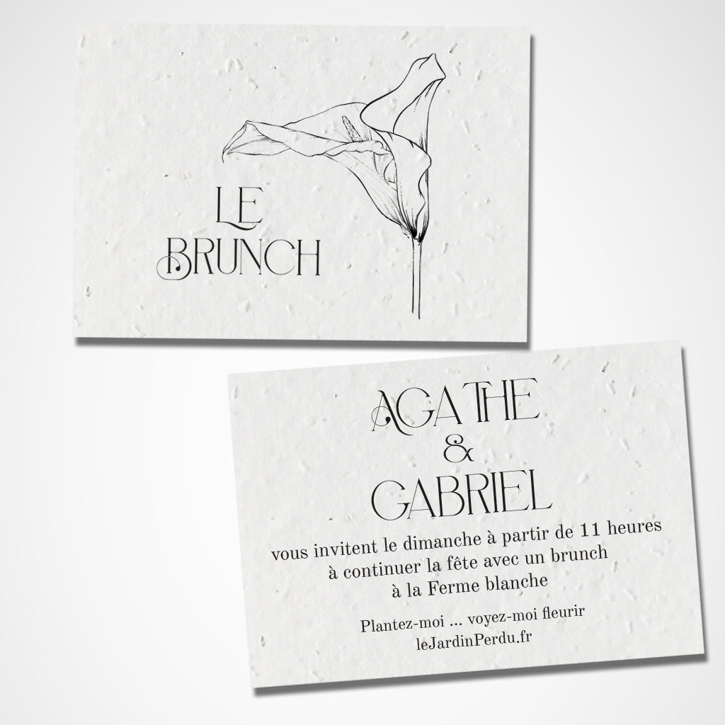 carte le brunch mariage papier ensemencé