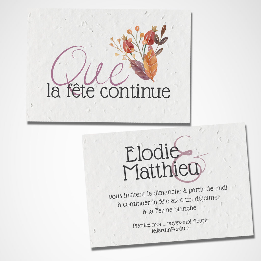 carte le lendemain mariage à planter 