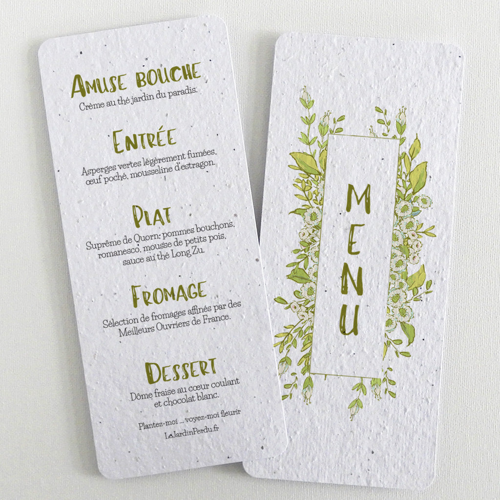 carte menu papier ensemencé