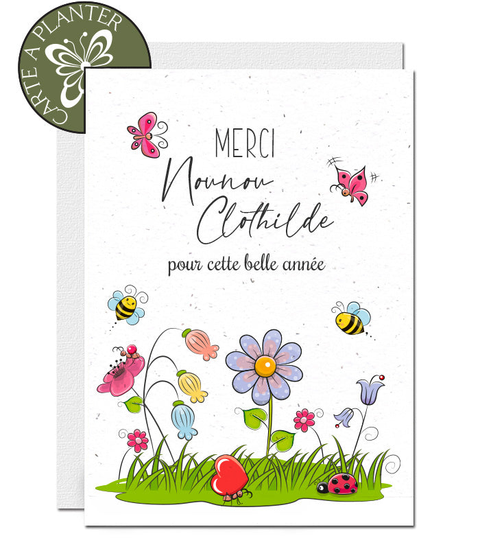 Carte merci maîtresse à planter cadeau unique