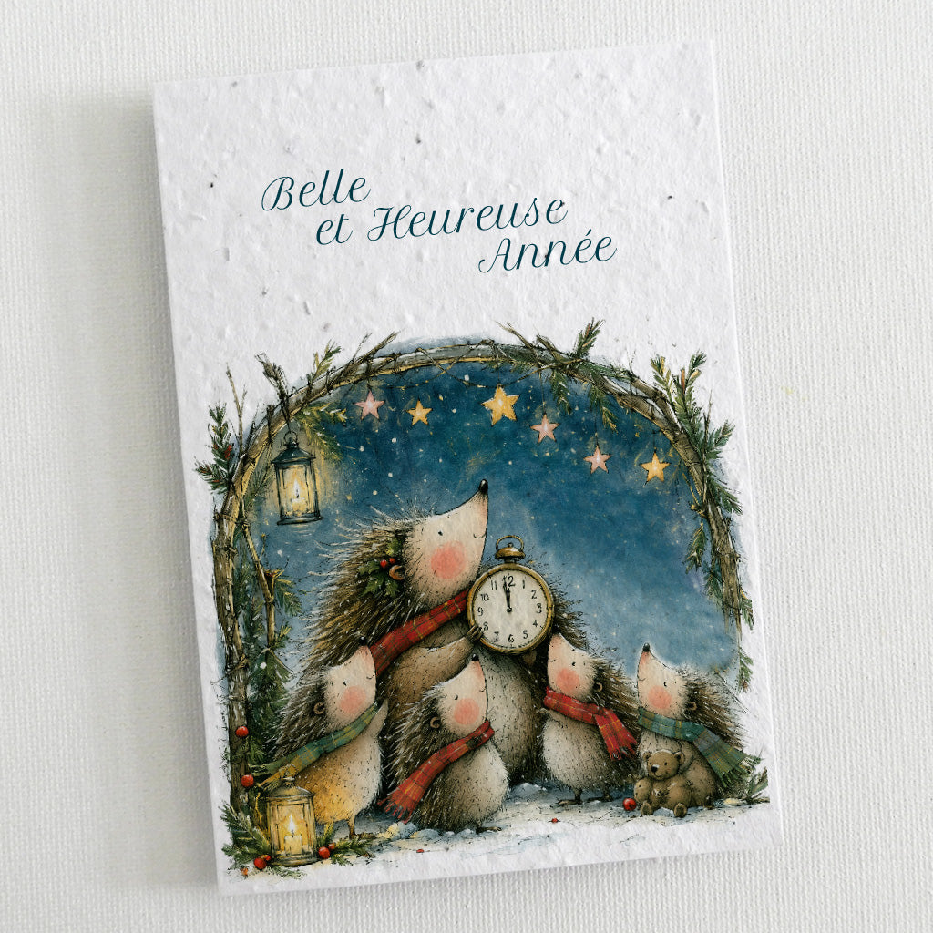 carte nouvel an en papier ensemencé
