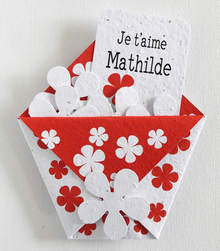 carte personnalisée je t’aime papier ensemencé