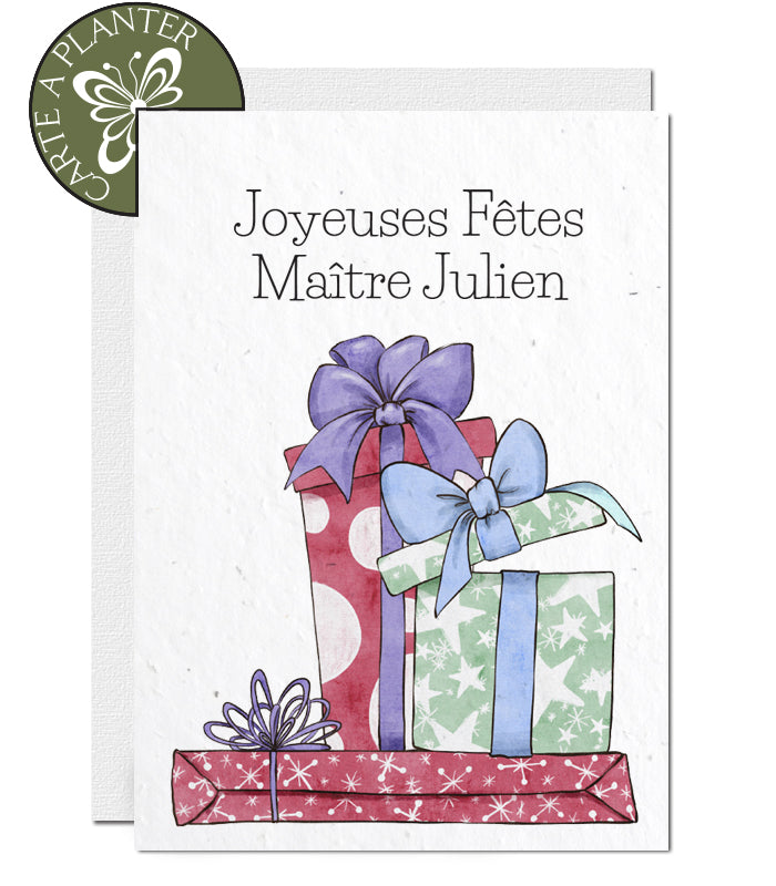 Carte Joyeuses Fêtes  à Personnaliser, Maîtresse, Maître ATSEM