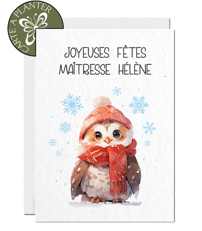 Cartes de Noël à Personnaliser, Maîtresse, Maître ATSEM