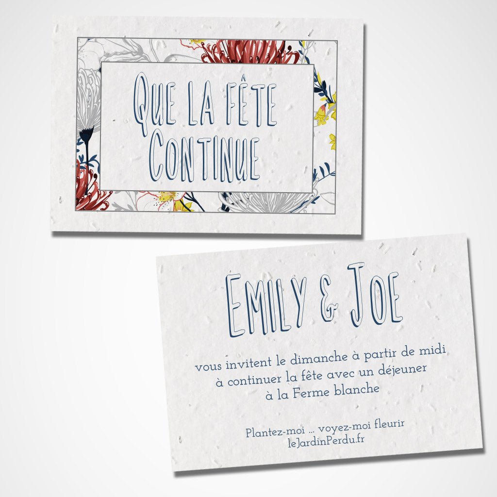 carte le lendemain mariage papier ensemencé