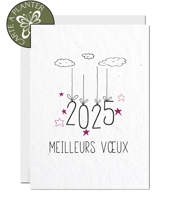 Carte meilleurs vœux 2025 papier ensemencé 