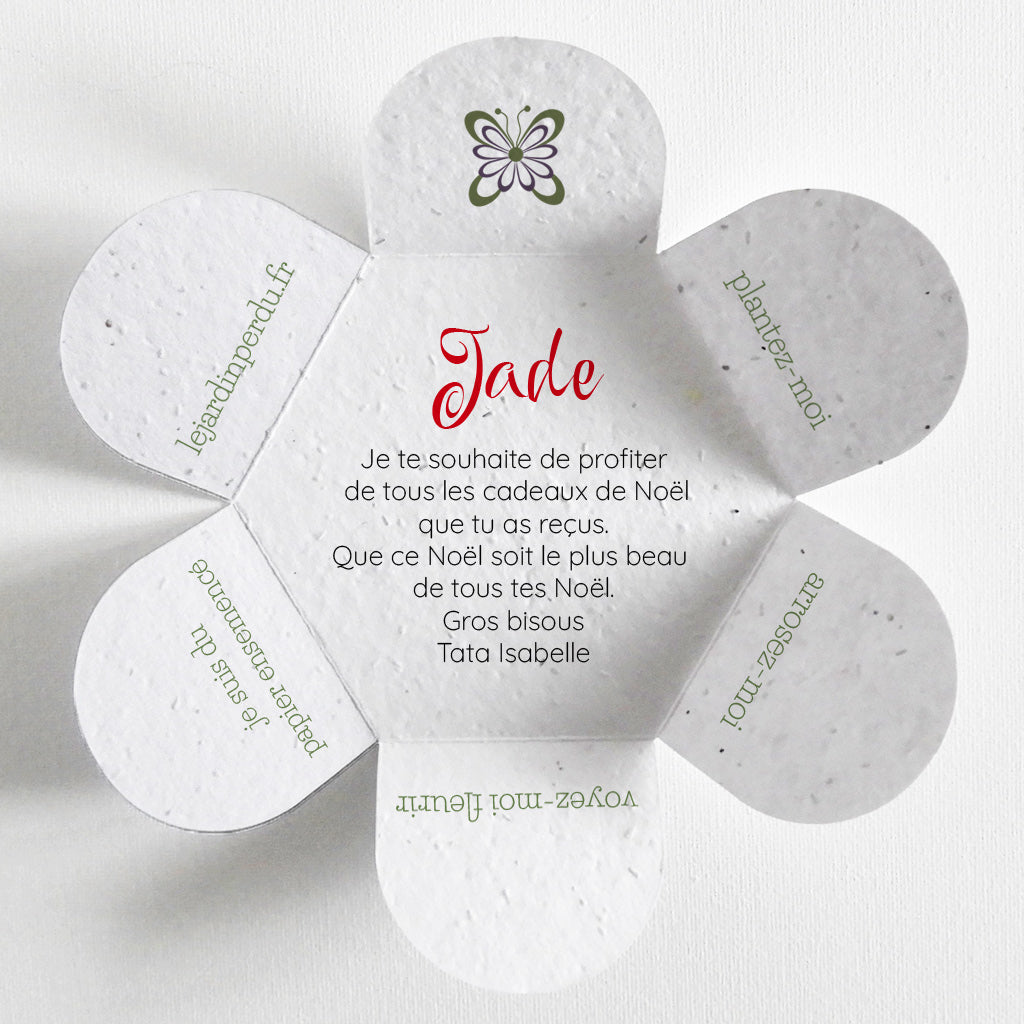 carte pétale à planter Noël