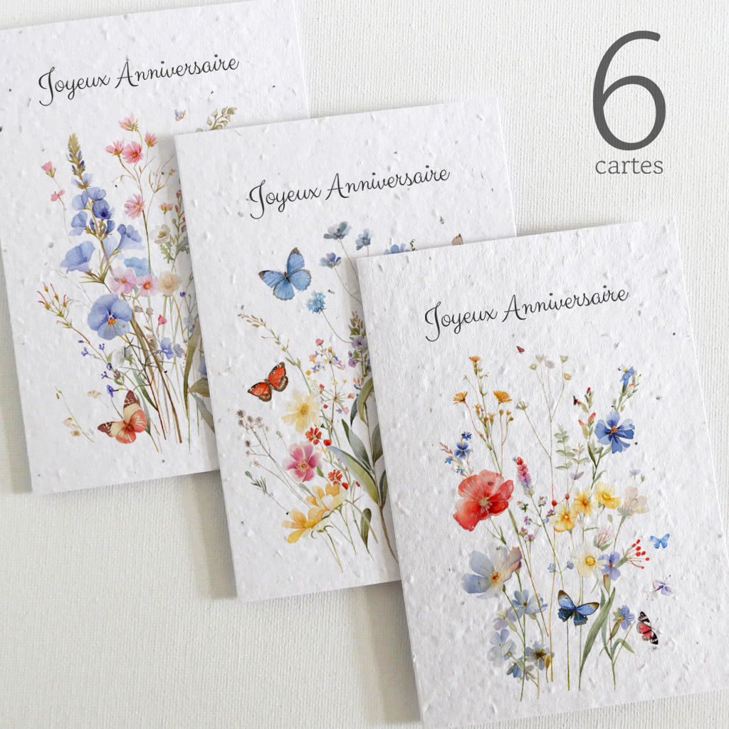 cartes d&#39;anniversaire papier ensemencé