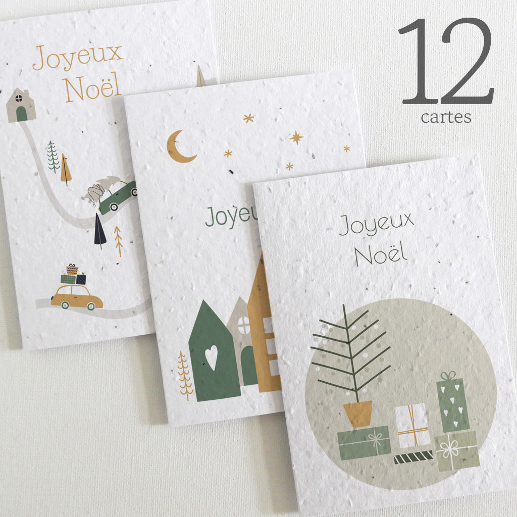 Cartes de Noël papier ensemencé