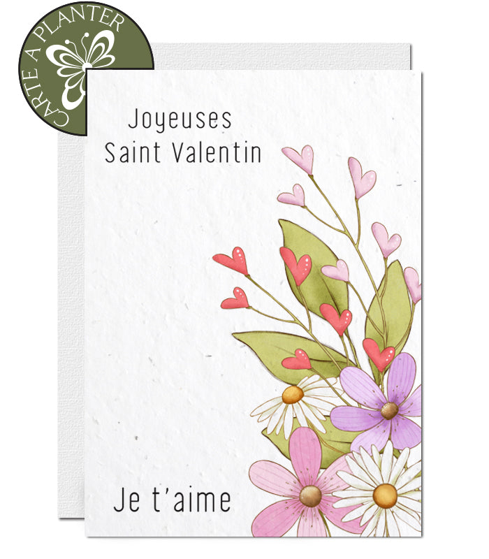 carte saint valentin papier ensemencé 