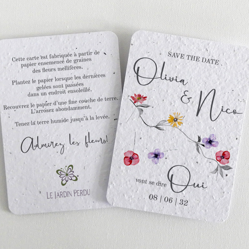 carte save the date à planter