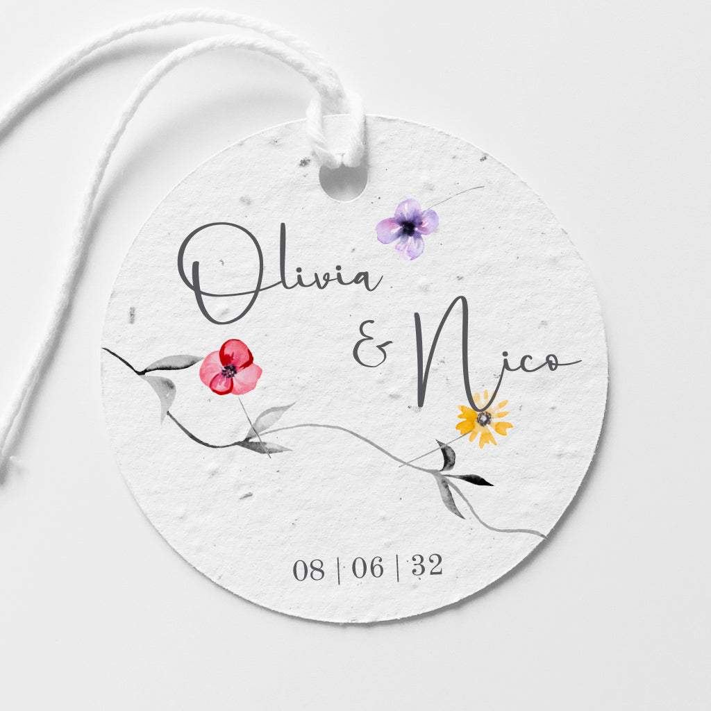 Étiquette mariage à planter papier ensemencé