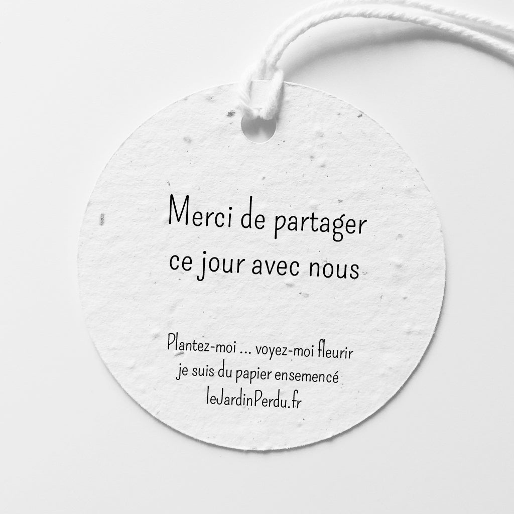 Étiquette mariage à planter papier ensemencé 