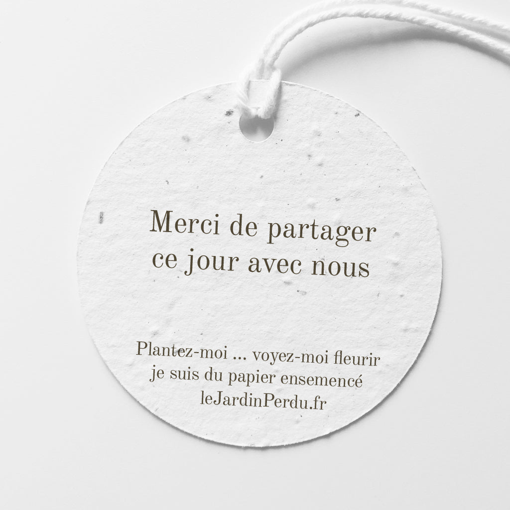 Étiquette mariage écoresponsable papier ensemencé