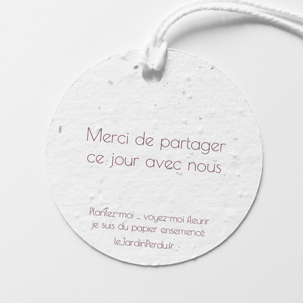 Étiquette mariage écoresponsable papier ensemencé