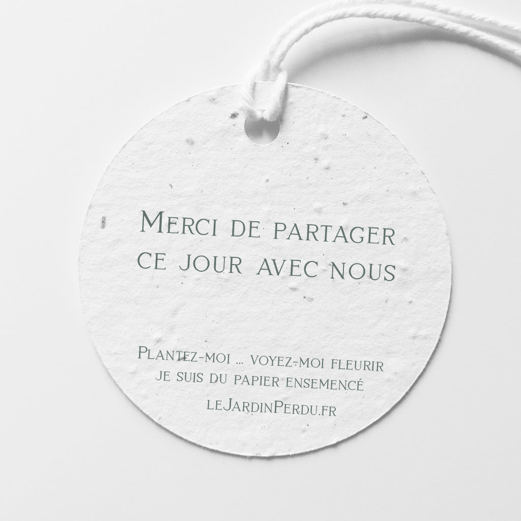 Étiquette mariage papier ensemencé 