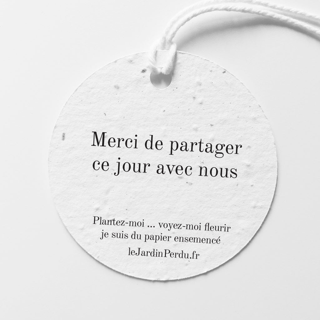 Étiquette mariage personnalisée papier ensemencé 