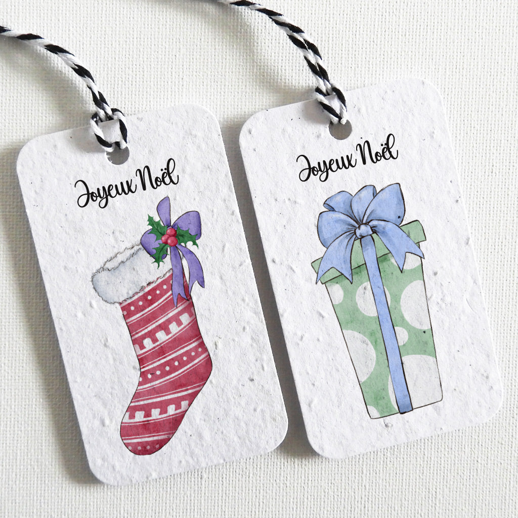 Étiquettes cadeaux à planter Noël 