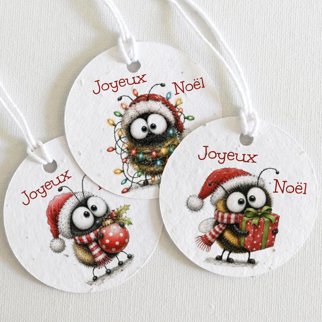 étiquettes de Noël papier ensemencé